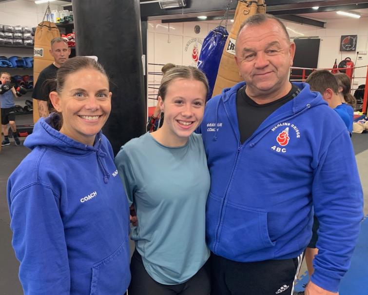 Noami Dalton, Malie Polak and Graham Brockway at a recent training session